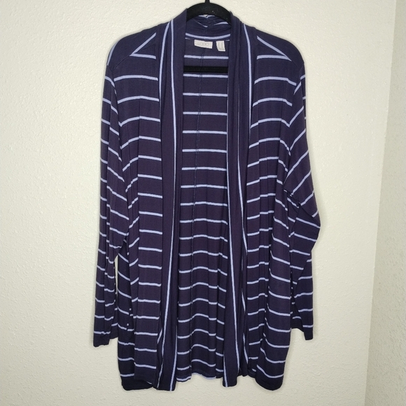 Logo By Lori Goldstein Striped Navy Blue Women's Sweater Size 2X - Picture 1 of 6